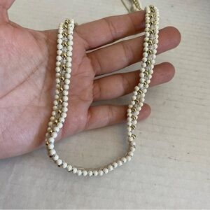 Madewell White Silver Round Beaded Necklace Jewelry Summer Spring Minimilist 36"